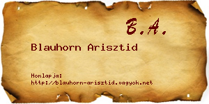 Blauhorn Arisztid névjegykártya